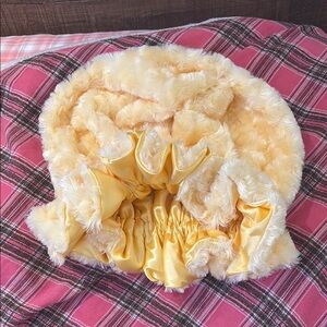 Faux Fur Bonnet in Yellow